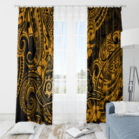 Hawaii Shaka Sign Window Curtain With Polynesian Hibiscus Gold Unique - Wonder Print Shop