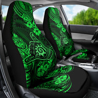 Hawaii Shaka Sign Car Seat Cover With Polynesian Hibiscus Green Unique - Wonder Print Shop