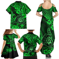 Hawaii Shaka Sign Family Matching Summer Maxi Dress and Hawaiian Shirt With Polynesian Hibiscus Green Unique - Wonder Print Shop