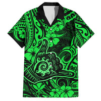 Hawaii Shaka Sign Hawaiian Shirt With Polynesian Hibiscus Green Unique - Wonder Print Shop