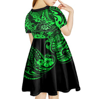 Hawaii Shaka Sign Kid Short Sleeve Dress With Polynesian Hibiscus Green Unique - Wonder Print Shop