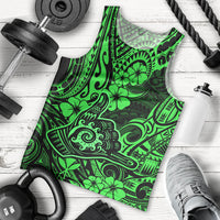 Hawaii Shaka Sign Men Tank Top With Polynesian Hibiscus Green Unique - Wonder Print Shop