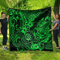 Hawaii Shaka Sign Quilt With Polynesian Hibiscus Green Unique - Wonder Print Shop