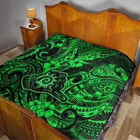 Hawaii Shaka Sign Quilt With Polynesian Hibiscus Green Unique - Wonder Print Shop