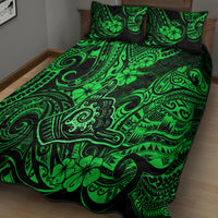 Hawaii Shaka Sign Quilt Bed Set With Polynesian Hibiscus Green Unique - Wonder Print Shop