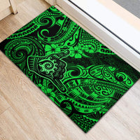 Hawaii Shaka Sign Rubber Doormat With Polynesian Hibiscus Green Unique - Wonder Print Shop