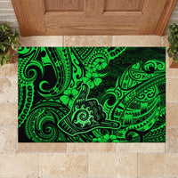 Hawaii Shaka Sign Rubber Doormat With Polynesian Hibiscus Green Unique - Wonder Print Shop