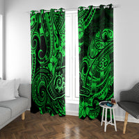 Hawaii Shaka Sign Window Curtain With Polynesian Hibiscus Green Unique - Wonder Print Shop