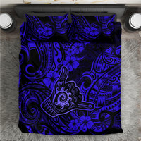 Hawaii Shaka Sign Bedding Set With Polynesian Hibiscus Navy Blue Unique - Wonder Print Shop