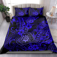 Hawaii Shaka Sign Bedding Set With Polynesian Hibiscus Navy Blue Unique - Wonder Print Shop