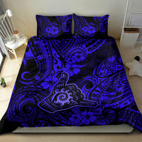 Hawaii Shaka Sign Bedding Set With Polynesian Hibiscus Navy Blue Unique - Wonder Print Shop