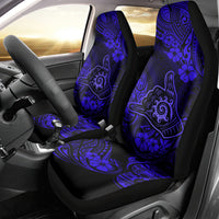 Hawaii Shaka Sign Car Seat Cover With Polynesian Hibiscus Navy Blue Unique - Wonder Print Shop