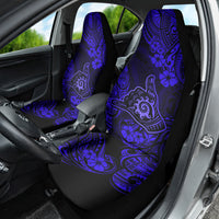 Hawaii Shaka Sign Car Seat Cover With Polynesian Hibiscus Navy Blue Unique - Wonder Print Shop