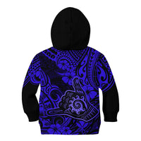Hawaii Shaka Sign Kid Hoodie With Polynesian Hibiscus Navy Blue Unique - Wonder Print Shop