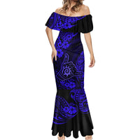 Hawaii Shaka Sign Mermaid Dress With Polynesian Hibiscus Navy Blue Unique - Wonder Print Shop
