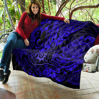 Hawaii Shaka Sign Quilt With Polynesian Hibiscus Navy Blue Unique - Wonder Print Shop