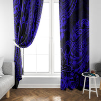 Hawaii Shaka Sign Window Curtain With Polynesian Hibiscus Navy Blue Unique - Wonder Print Shop