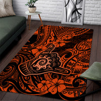 Hawaii Shaka Sign Area Rug With Polynesian Hibiscus Orange Unique - Wonder Print Shop