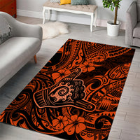 Hawaii Shaka Sign Area Rug With Polynesian Hibiscus Orange Unique - Wonder Print Shop