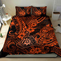 Hawaii Shaka Sign Bedding Set With Polynesian Hibiscus Orange Unique - Wonder Print Shop