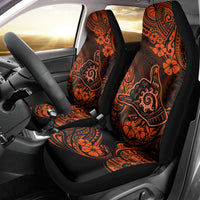 Hawaii Shaka Sign Car Seat Cover With Polynesian Hibiscus Orange Unique - Wonder Print Shop