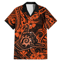 Hawaii Shaka Sign Family Matching Mermaid Dress and Hawaiian Shirt With Polynesian Hibiscus Orange Unique - Wonder Print Shop