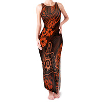 Hawaii Shaka Sign Family Matching Tank Maxi Dress and Hawaiian Shirt With Polynesian Hibiscus Orange Unique - Wonder Print Shop