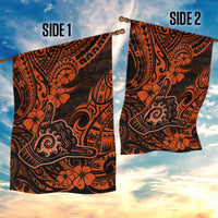 Hawaii Shaka Sign Garden Flag With Polynesian Hibiscus Orange Unique - Wonder Print Shop