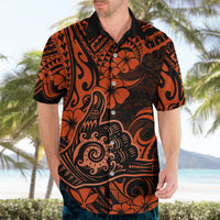 Hawaii Shaka Sign Hawaiian Shirt With Polynesian Hibiscus Orange Unique - Wonder Print Shop