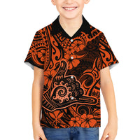 Hawaii Shaka Sign Hawaiian Shirt With Polynesian Hibiscus Orange Unique - Wonder Print Shop