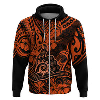 Hawaii Shaka Sign Hoodie With Polynesian Hibiscus Orange Unique - Wonder Print Shop
