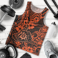 Hawaii Shaka Sign Men Tank Top With Polynesian Hibiscus Orange Unique - Wonder Print Shop