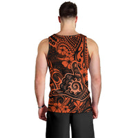 Hawaii Shaka Sign Men Tank Top With Polynesian Hibiscus Orange Unique - Wonder Print Shop