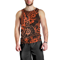 Hawaii Shaka Sign Men Tank Top With Polynesian Hibiscus Orange Unique - Wonder Print Shop