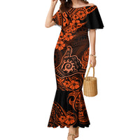 Hawaii Shaka Sign Mermaid Dress With Polynesian Hibiscus Orange Unique - Wonder Print Shop