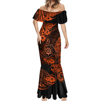 Hawaii Shaka Sign Mermaid Dress With Polynesian Hibiscus Orange Unique - Wonder Print Shop