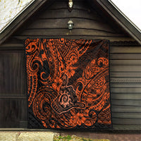 Hawaii Shaka Sign Quilt With Polynesian Hibiscus Orange Unique - Wonder Print Shop