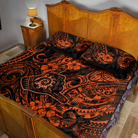 Hawaii Shaka Sign Quilt Bed Set With Polynesian Hibiscus Orange Unique - Wonder Print Shop