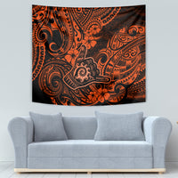 Hawaii Shaka Sign Tapestry With Polynesian Hibiscus Orange Unique - Wonder Print Shop