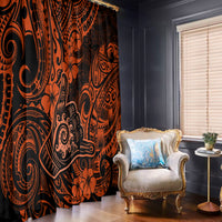 Hawaii Shaka Sign Window Curtain With Polynesian Hibiscus Orange Unique - Wonder Print Shop