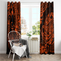 Hawaii Shaka Sign Window Curtain With Polynesian Hibiscus Orange Unique - Wonder Print Shop