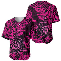 Hawaii Shaka Sign Baseball Jersey With Polynesian Hibiscus Pink Unique - Wonder Print Shop
