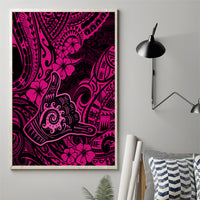 Hawaii Shaka Sign Canvas Wall Art With Polynesian Hibiscus Pink Unique - Wonder Print Shop