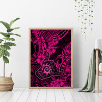 Hawaii Shaka Sign Canvas Wall Art With Polynesian Hibiscus Pink Unique - Wonder Print Shop