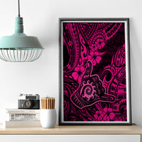 Hawaii Shaka Sign Canvas Wall Art With Polynesian Hibiscus Pink Unique - Wonder Print Shop