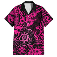 Hawaii Shaka Sign Family Matching Puletasi Dress and Hawaiian Shirt With Polynesian Hibiscus Pink Unique - Wonder Print Shop