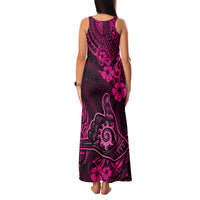 Hawaii Shaka Sign Family Matching Tank Maxi Dress and Hawaiian Shirt With Polynesian Hibiscus Pink Unique - Wonder Print Shop