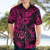 Hawaii Shaka Sign Hawaiian Shirt With Polynesian Hibiscus Pink Unique - Wonder Print Shop