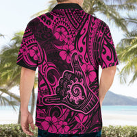 Hawaii Shaka Sign Hawaiian Shirt With Polynesian Hibiscus Pink Unique - Wonder Print Shop