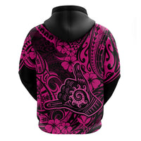 Hawaii Shaka Sign Hoodie With Polynesian Hibiscus Pink Unique - Wonder Print Shop